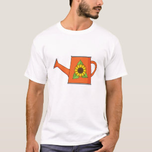 Orangefarbene Wasserdose mit Sonnenblumen T-Shirt