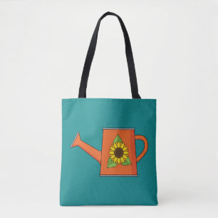 Orangefarbene Wasserdose mit Sonnenblumen Tasche