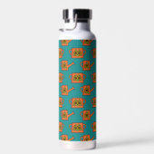 Orangefarbene Wasserdose mit Sonnenblumen Trinkflasche (Rechts)
