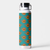 Orangefarbene Wasserdose mit Sonnenblumen Trinkflasche (Rückseite)