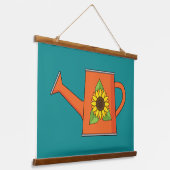 Orangefarbene Wasserdose mit Sonnenblumen Wandteppich Mit Holzrahmen (Gewinkelt)