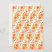 Orangefarbene Wasserfarbe Babydusche Einladung (Rückseite)