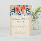 Orangefarbene Wasserfarbe Elegante Engagement Part Einladung (Stehend Vorderseite)