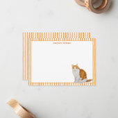 Orangefarbene Wasserfarbe mit Streifen Personalisi Mitteilungskarte (Vorderseite/Rückseite Beispiel)