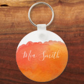 Orangefarbene Wasserfarbe niedliche Mädchenname Schlüsselanhänger (Vorderseite)