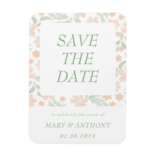 Orangefarbene Wasserfarbe Speichern Sie das Datums Magnet (Vertikal)