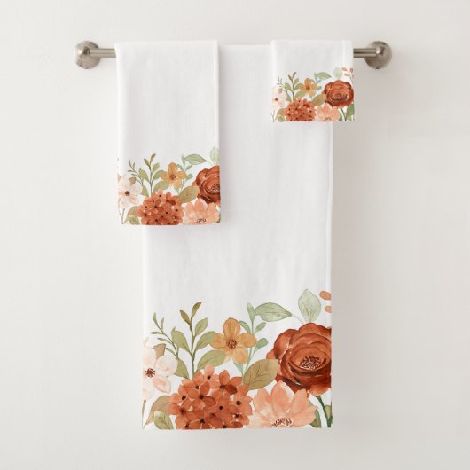 Orangefarbene Wasserfarben Badhandtuch Set (Insitu)