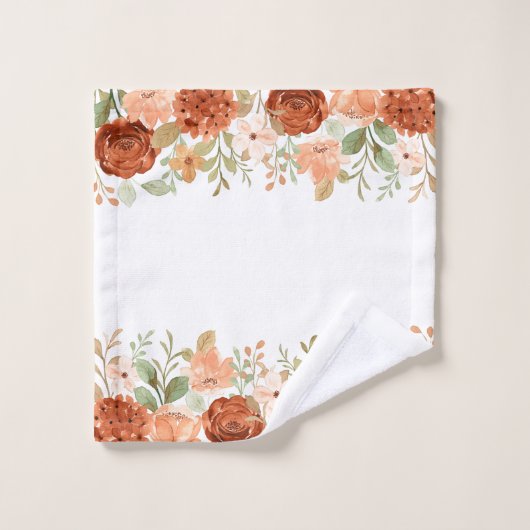 Orangefarbene Wasserfarben Badhandtuch Set (Waschlappen)