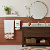 Orangefarbene Wasserfarben Badhandtuch Set