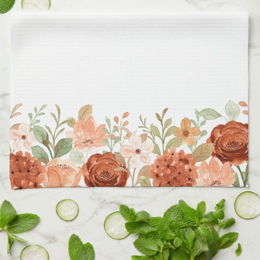 Orangefarbene Wasserfarben Geschirrtuch (Gefaltet)