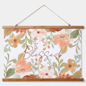 Orangefarbene Wasserfarben Wandteppich Mit Holzrahmen (Vorne)