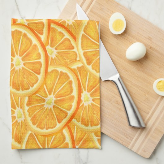 Orangefarbene Wasserscheiben Geschirrtuch (Viertel Falte)