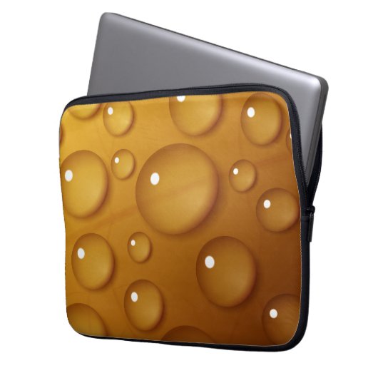 Orangefarbene Wassertropfengewebe Laptopschutzhülle (Vorderseite Links)