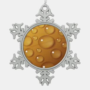 Orangefarbene Wassertropftextur Schneeflocken Zinn-Ornament