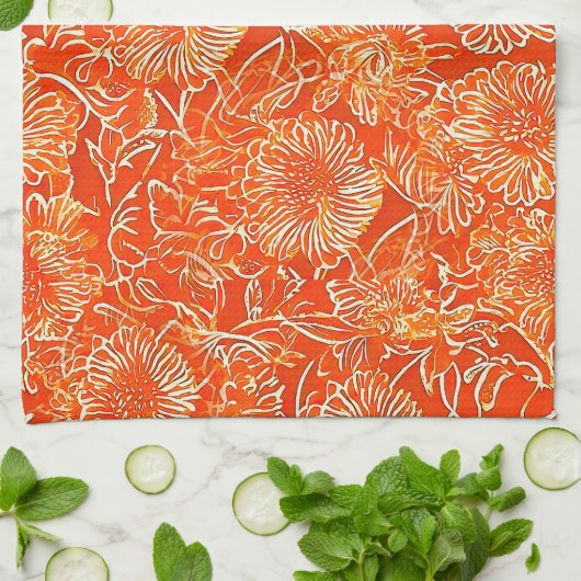 Orangefarbene weiche Blume Geschirrtuch (Gefaltet)