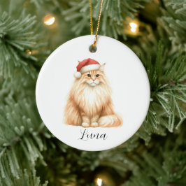 Orangefarbene Weihnachtsmannmütze Keramik Ornament