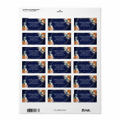 Orangefarbene weiße Blume marineblau Adressaufkleber (Vorne)