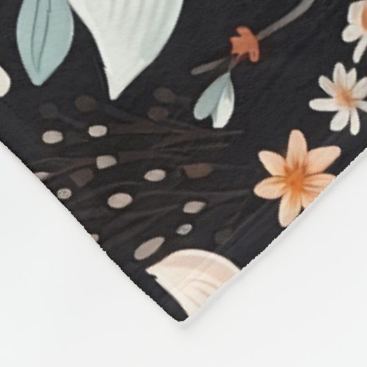 Orangefarbene weiße Blume Schwarz Fleecedecke (Ecke)