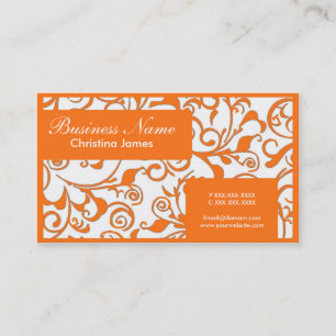 Orangefarbene weiße Damast berufliche Visitenkarte
