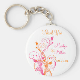 Orangefarbene, weiße Gastgeschenk Hochzeit Schlüsselanhänger