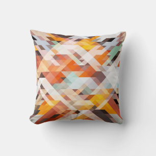 Orangefarbene weiße Geometrie: Polygonaler Hinterg Kissen