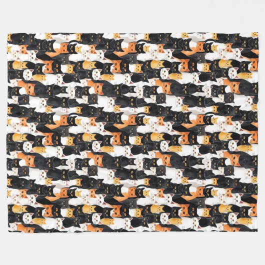 Orangefarbene weiße Katzen Fleecedecke (Vorderseite (Horizontal))