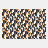 Orangefarbene weiße Katzen Mittlere Geschenktüte Geschenkpapier Set (Vorderseite)