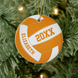 orangefarbene, weiße Mannschaft, die Volleyball-Ke Keramik Ornament