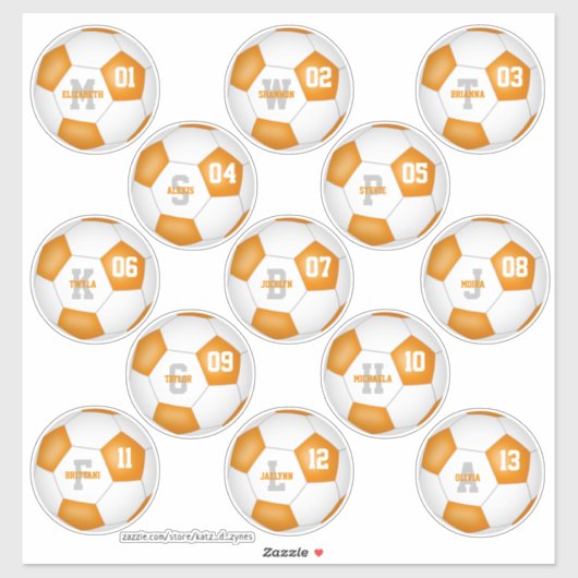 Orangefarbene weiße Mannschaftsfarben einzelner Fu Aufkleber (Blatt)