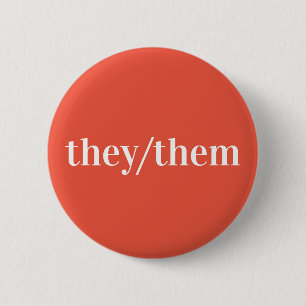 Orangefarbene weiße Pronoun-Taste Button