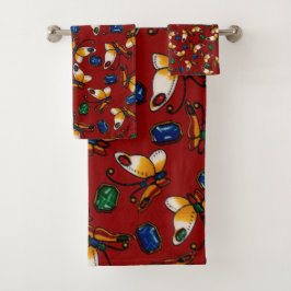 Orangefarbene weiße Schmetterlinge, Smaragd, Sapph Badhandtuch Set