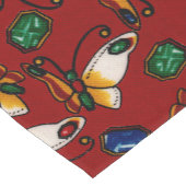 Orangefarbene weiße Schmetterlinge, Smaragd, Sapph Kurzer Tischläufer (Ecke)