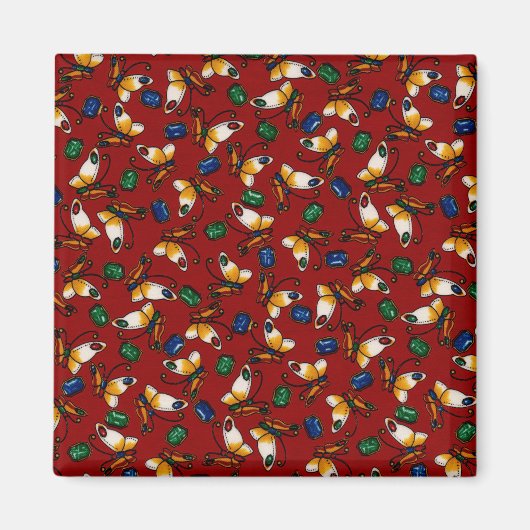 Orangefarbene weiße Schmetterlinge, Smaragd, Sapph Magnet (Vorne)