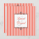 Orangefarbene, weiße, silbergraue Streifen-Rollen Einladung (Vorne/Hinten)