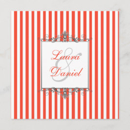 Orangefarbene, weiße, silbergraue Streifen-Rollen Einladung