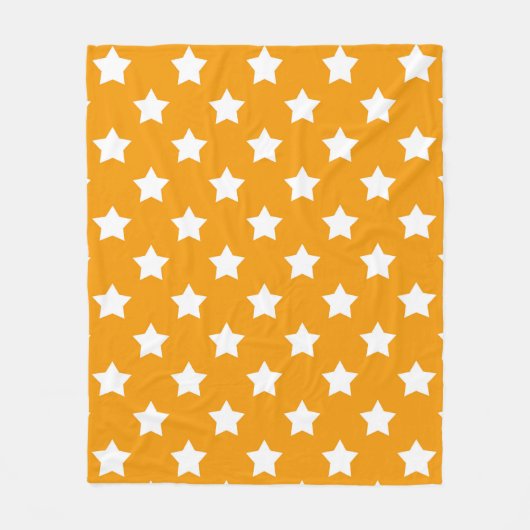 Orangefarbene weiße Sterne Muster dekorativ Fleecedecke (Vorderseite)