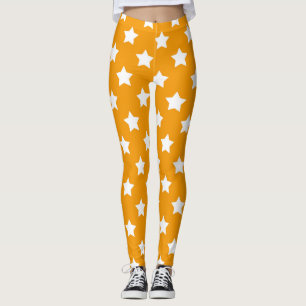 Orangefarbene weiße Sterne Muster dekorativ Leggings
