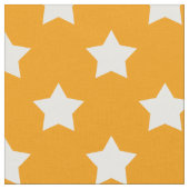 Orangefarbene weiße Sterne Muster dekorativ Textil Stoff (Nahaufnahme)