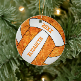 orangefarbene, weiße Volleyballmannschaft mädchenh Keramik Ornament