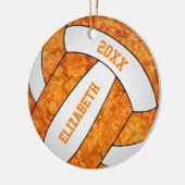 orangefarbene, weiße Volleyballmannschaft mädchenh Keramik Ornament (Links)
