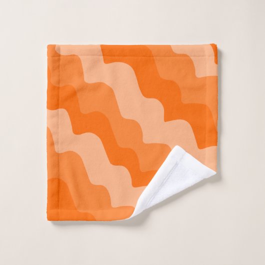Orangefarbene Wellen Badhandtuch Set (Waschlappen)