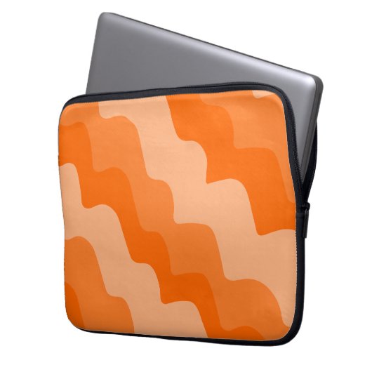 Orangefarbene Wellen Laptopschutzhülle (Vorderseite Links)