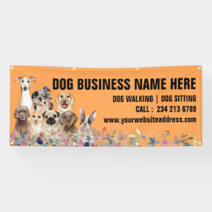 Orangefarbene Welpen Pflanzliche botanische Hunde  Banner