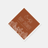 Orangefarbene Wildblume Boho Kinderdusche im Blut Serviette (Ecke)