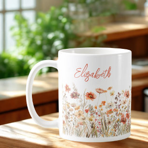 Orangefarbene Wildblume Kaffeetasse
