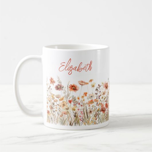 Orangefarbene Wildblume Kaffeetasse (Links)