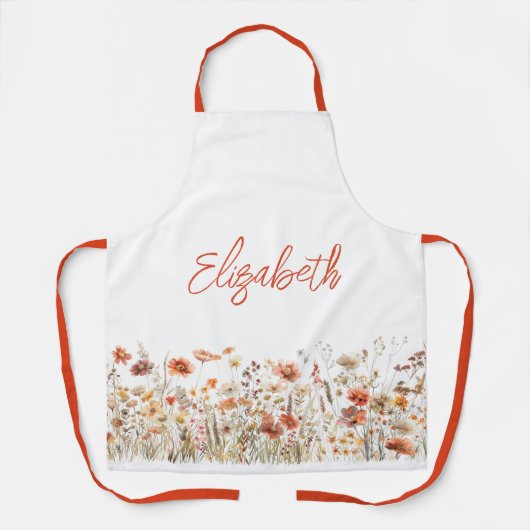 Orangefarbene Wildblume Schürze (Vorderseite)