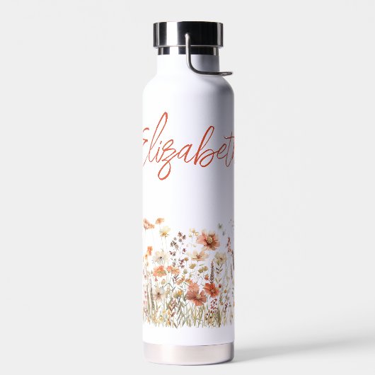 Orangefarbene Wildblume Trinkflasche (Links)