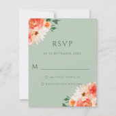 Orangefarbene Wildblumen Grüne Sage RSVP Karte (Vorderseite)