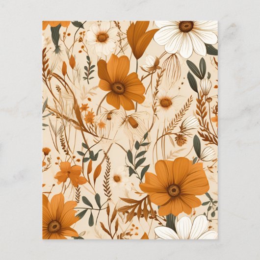 Orangefarbene Wildblumen Hochzeit mit Haushaltsgeb (Rückseite)